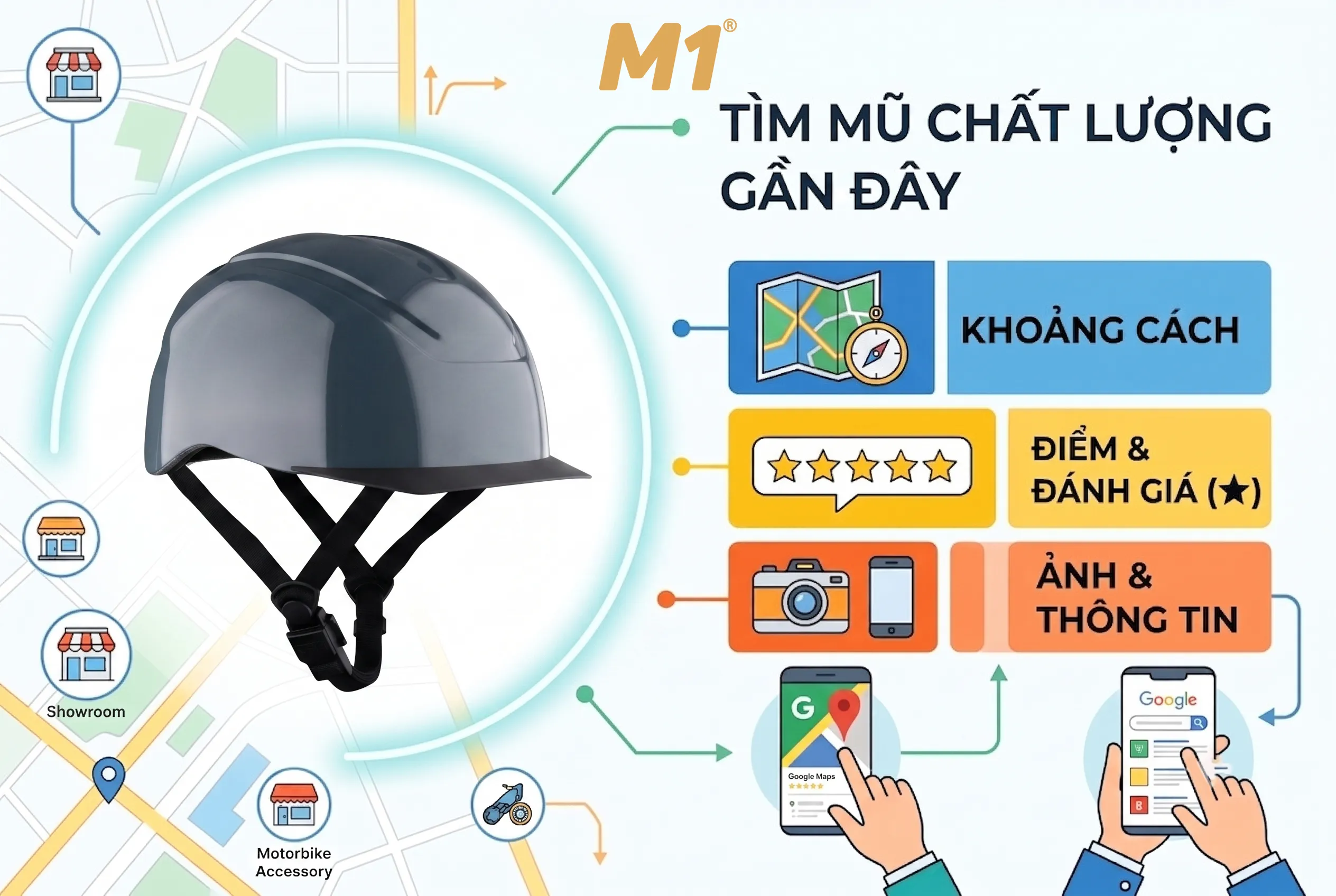 Cửa hàng bán mũ bảo hiểm gần đây nên tìm ở đâu