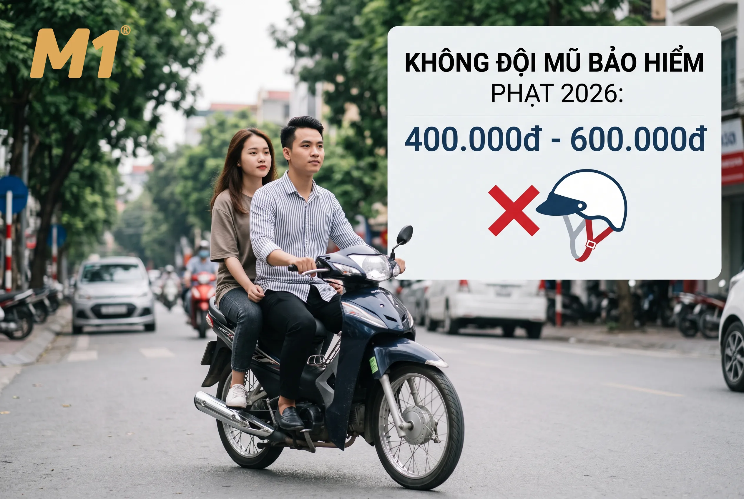 Không đội mũ bảo hiểm phạt bao nhiêu tiền năm 2026