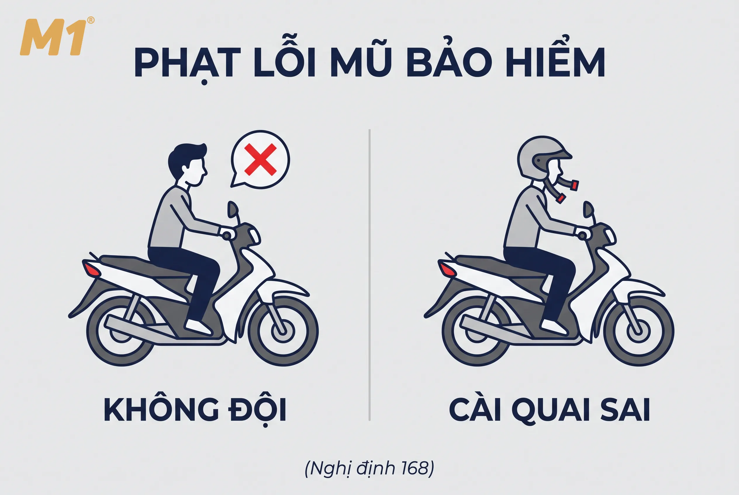 Không đội mũ bảo hiểm phạt bao nhiêu trong những trường hợp nào?