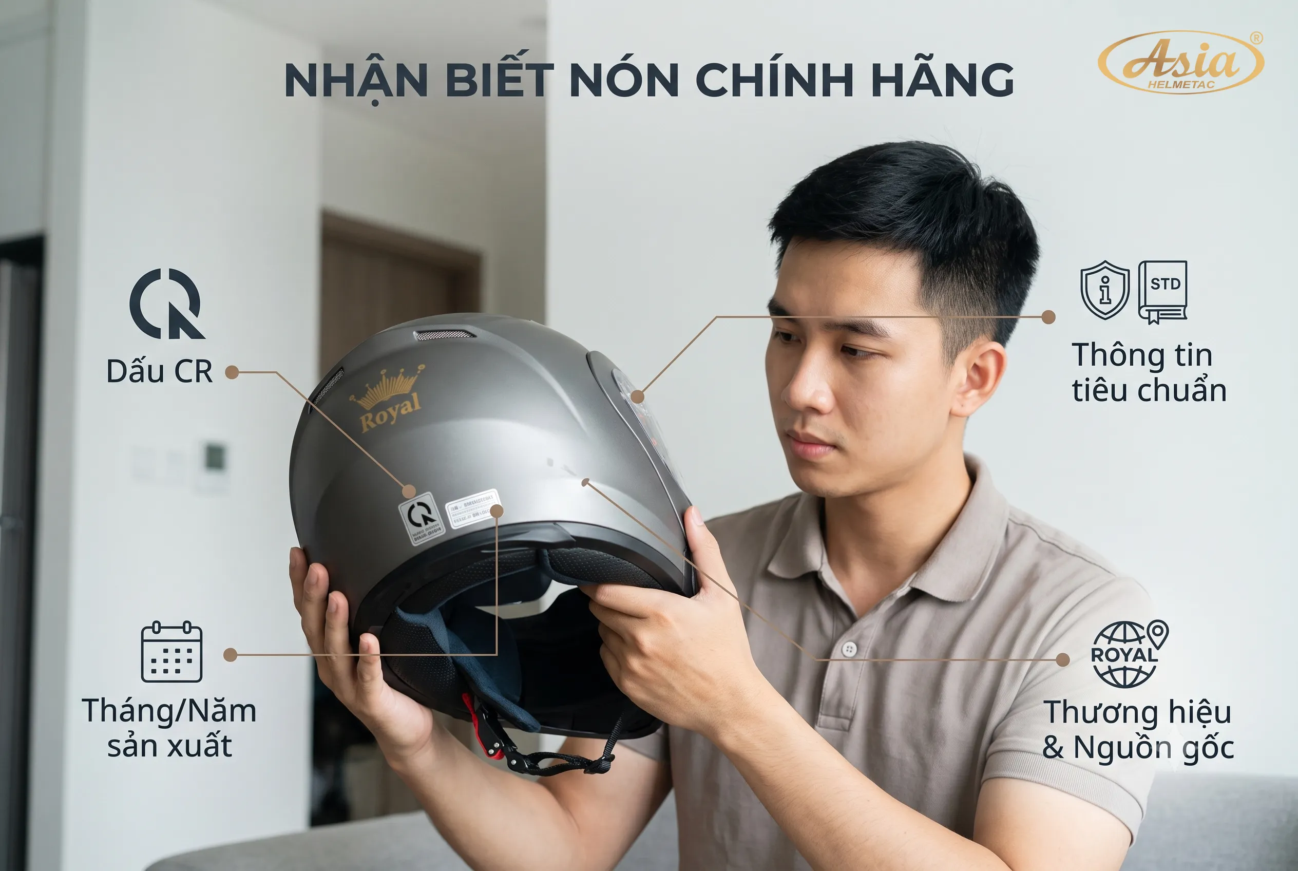 Làm sao nhận biết nón bảo hiểm trùm đầu nam chính hãng