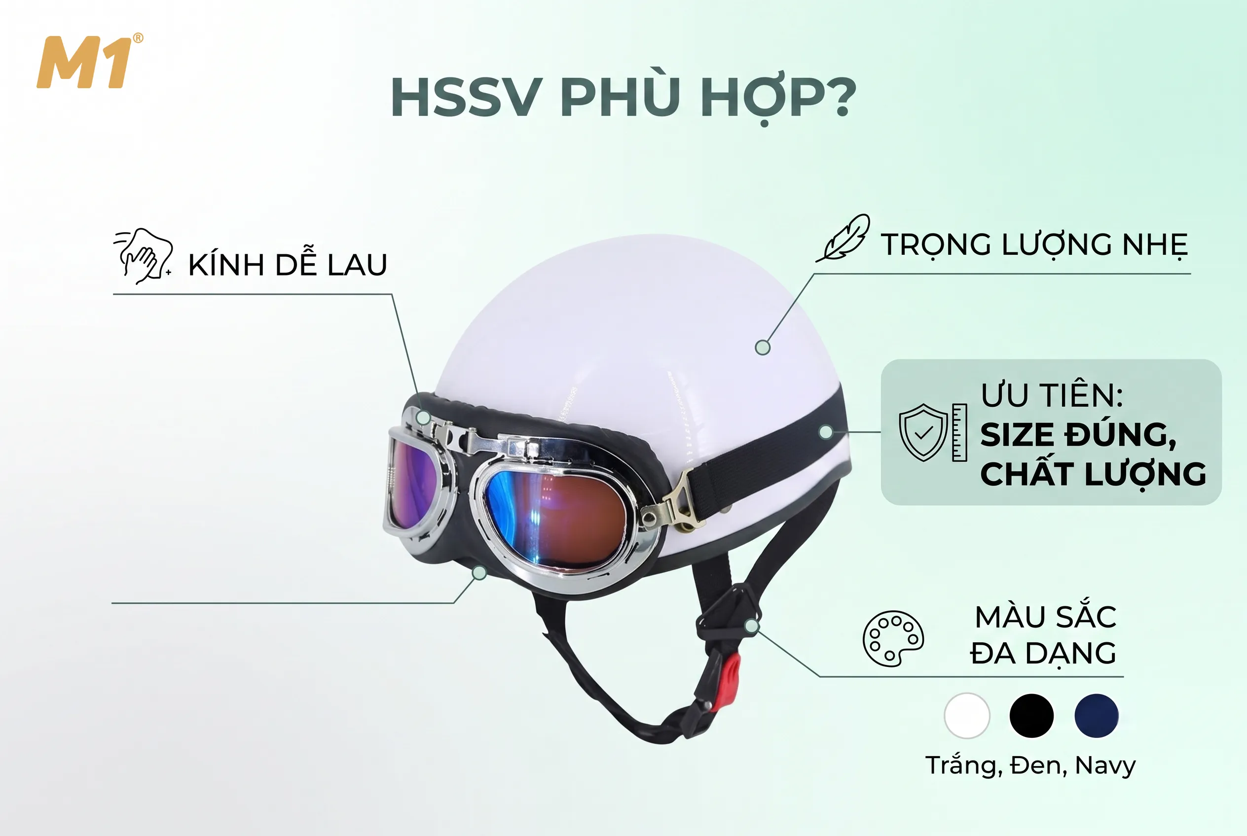 Mũ bảo hiểm kèm kính phi công có phù hợp học sinh và sinh viên không