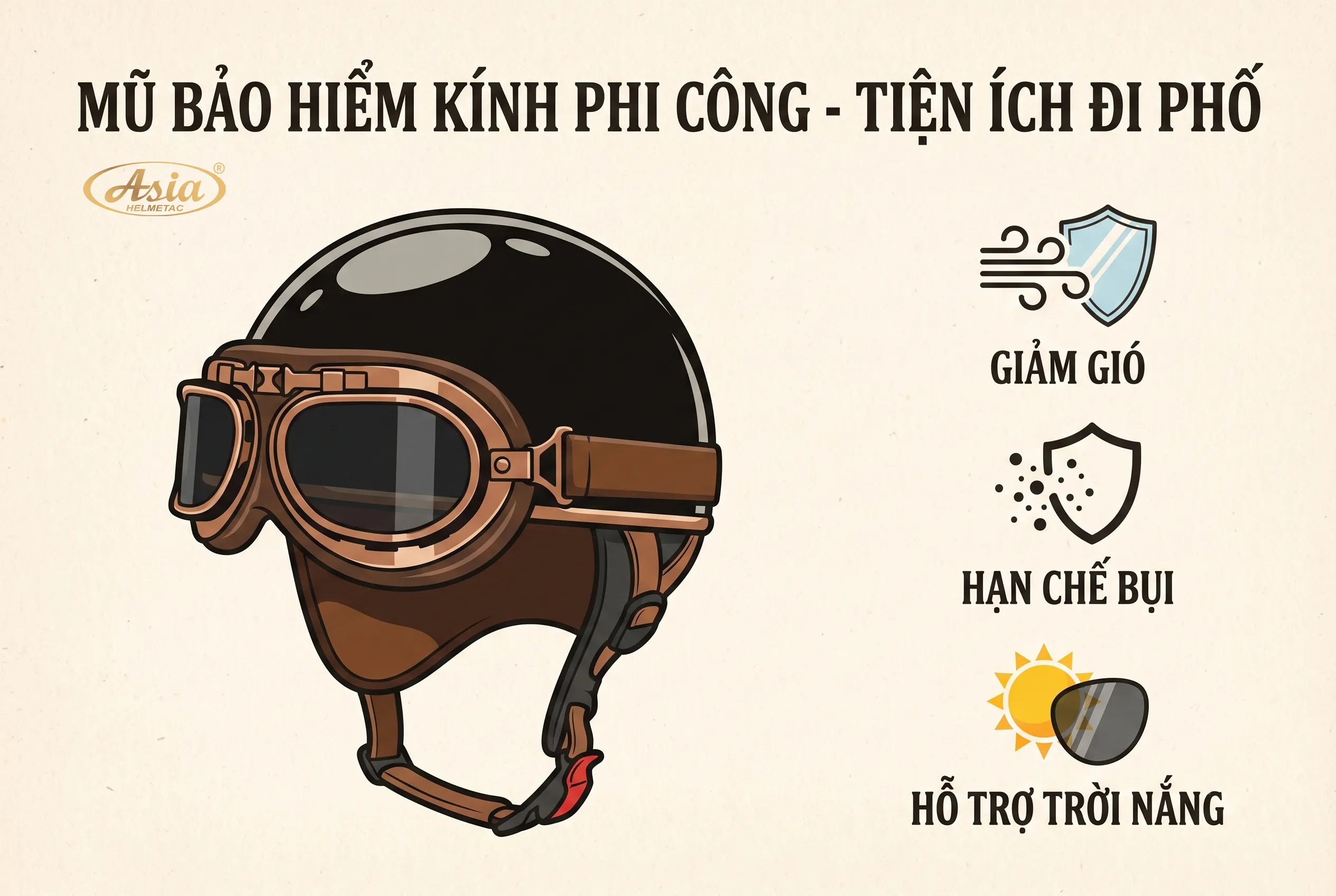 Mũ bảo hiểm kính phi công có thực sự tiện khi đi phố