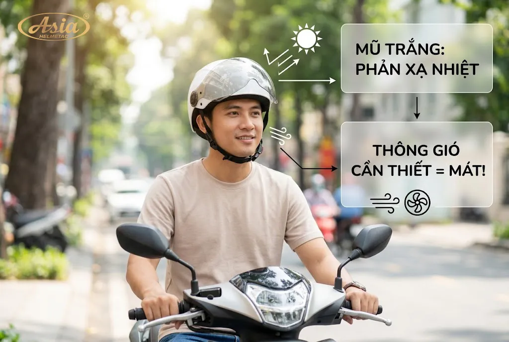 Mũ bảo hiểm màu trắng có thực sự mát hơn màu tối không