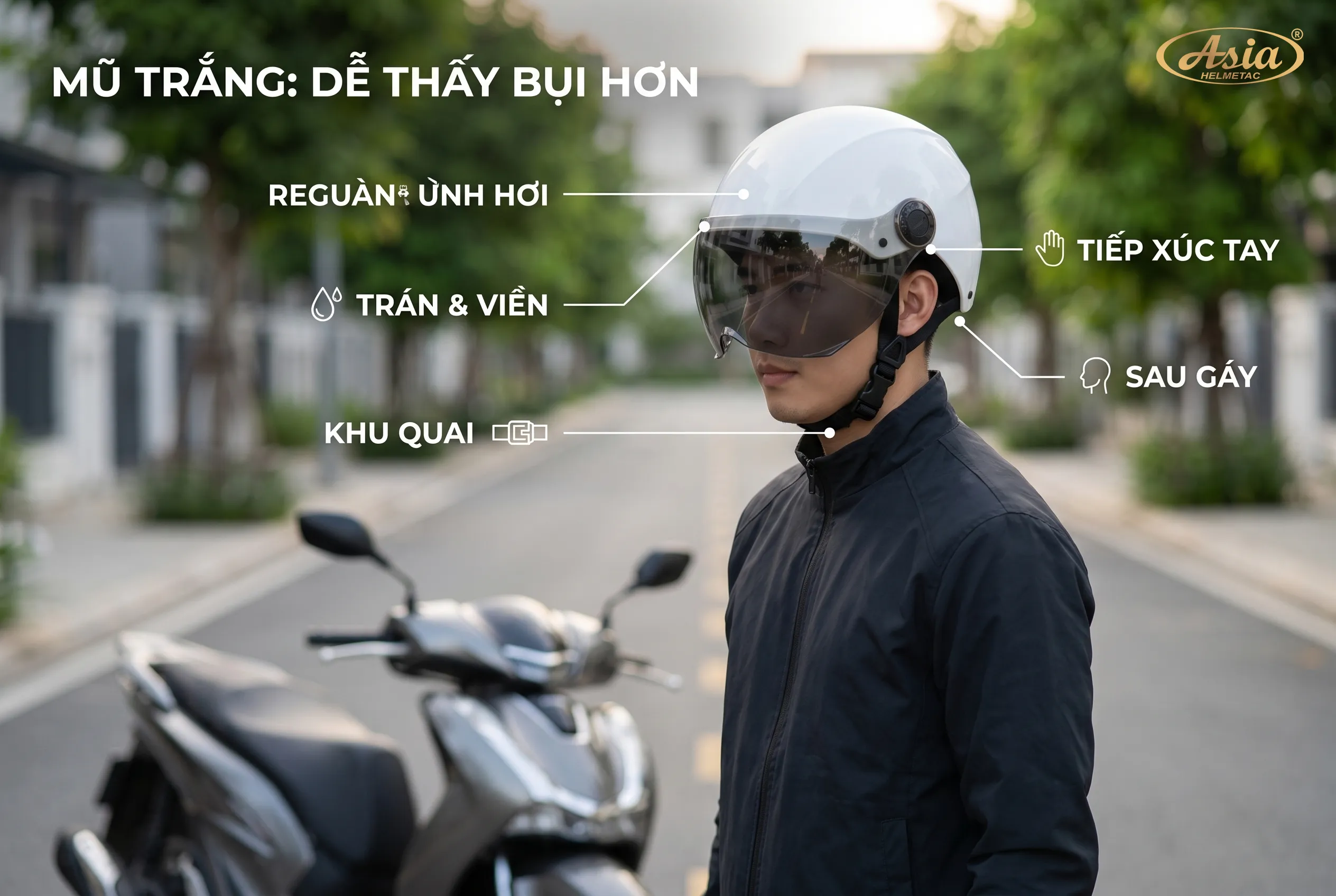 Mũ bảo hiểm trắng có dễ bẩn và bị ố không