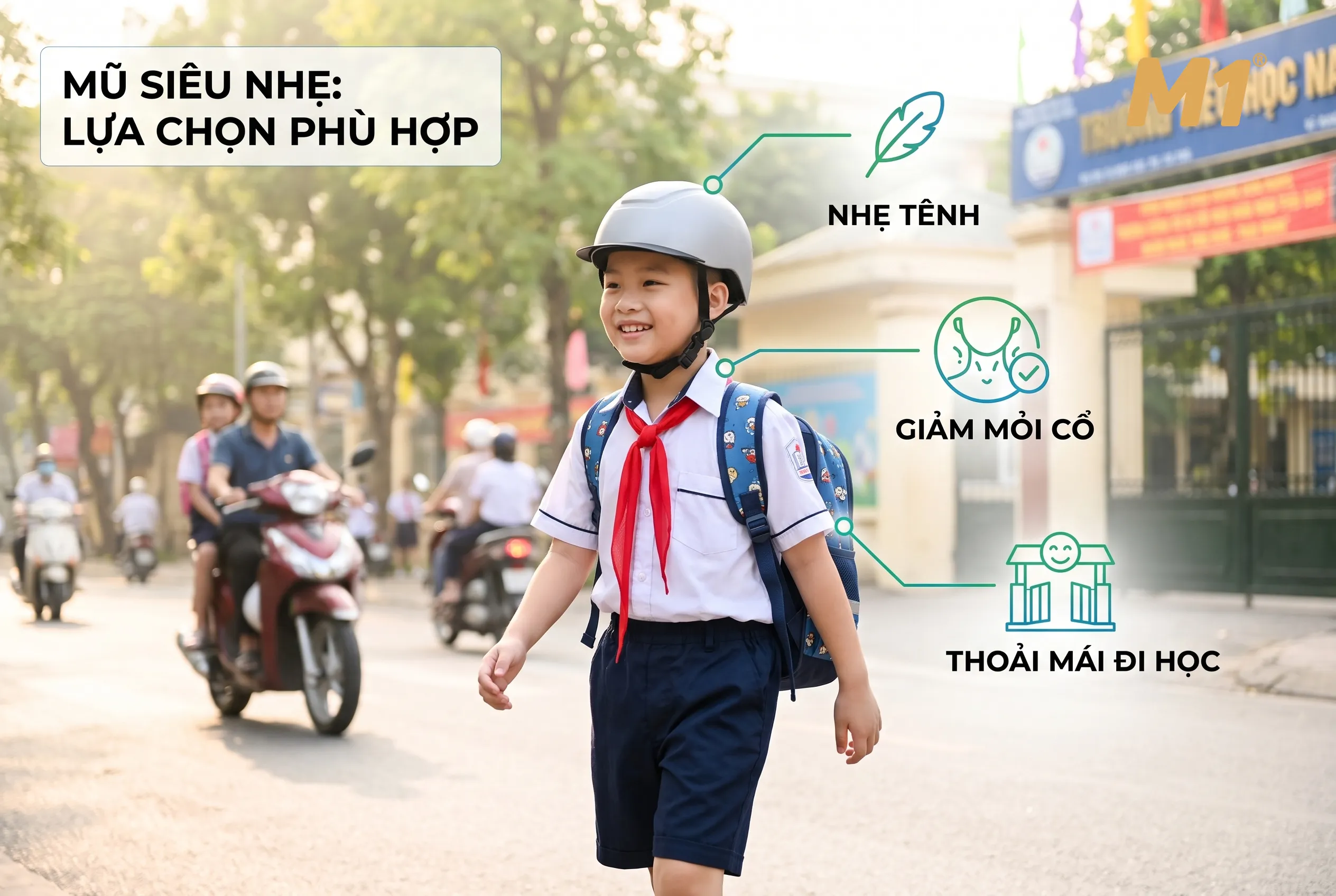 Mũ bảo hiểm trẻ em siêu nhẹ có thực sự phù hợp khi đi học