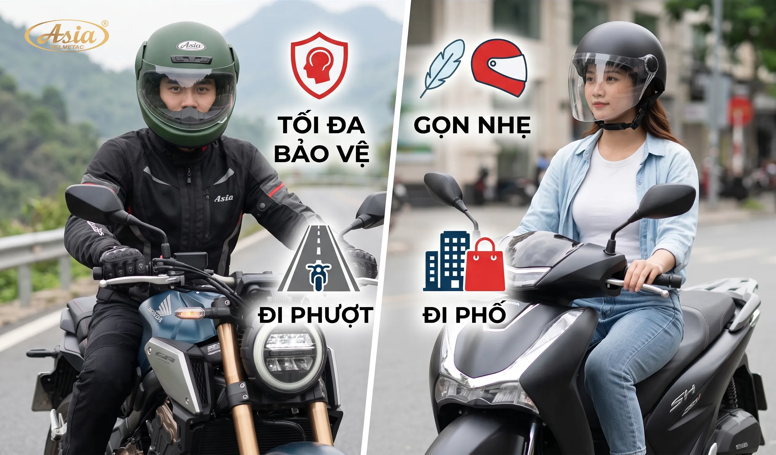 Mũ fullface hay 1 2 khác nhau ở điểm nào