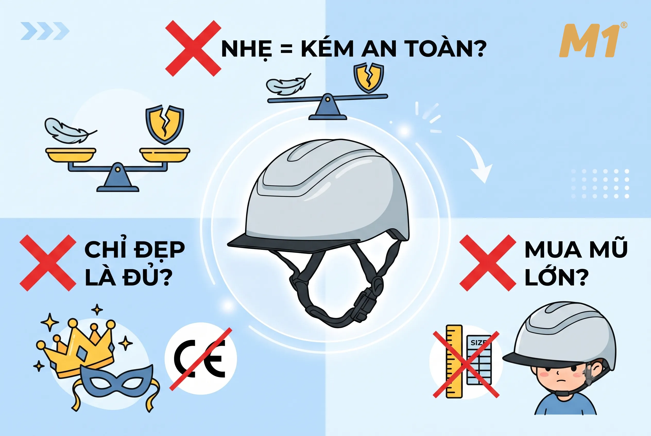 Những hiểu lầm phổ biến về mũ bảo hiểm siêu nhẹ