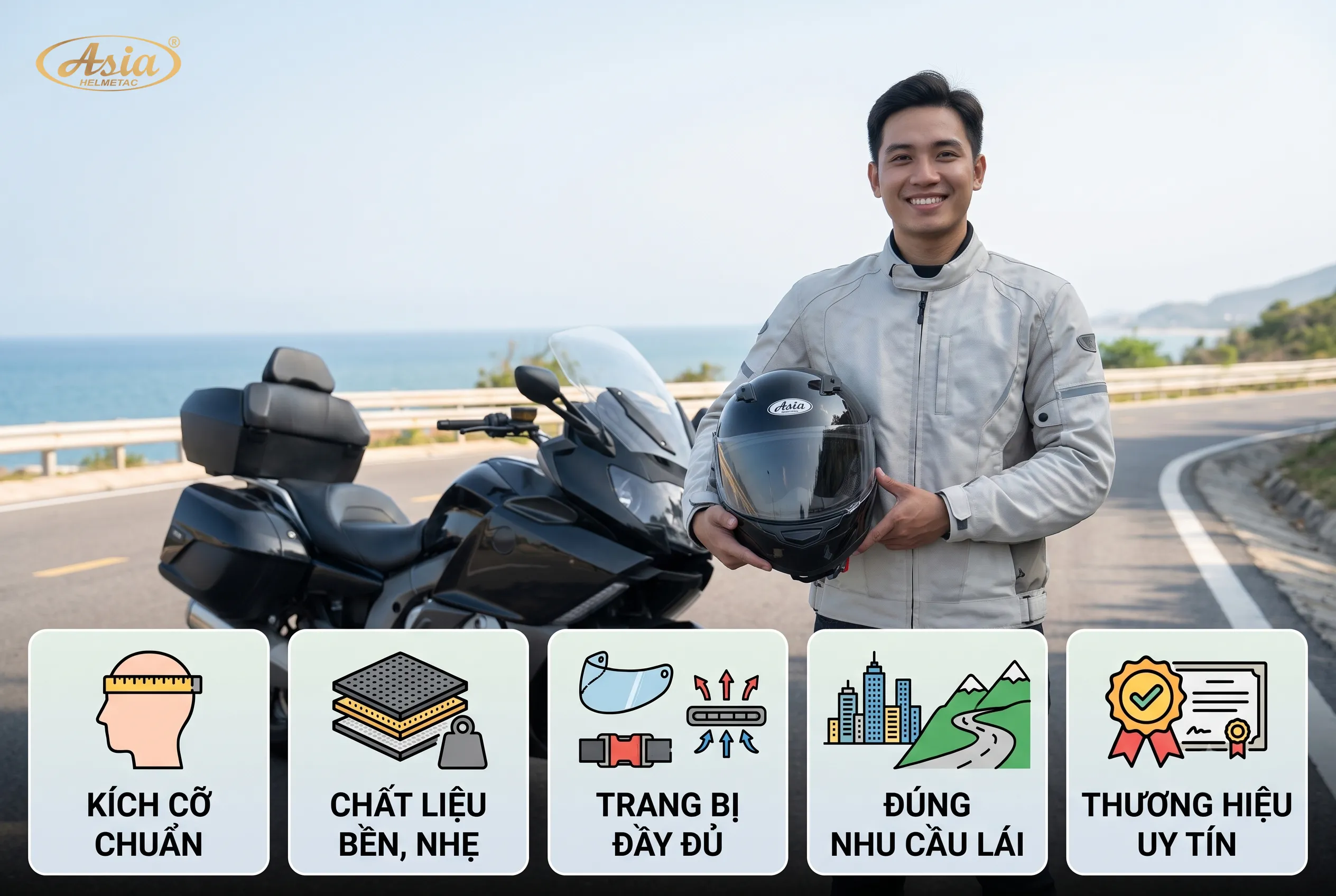 Những tiêu chí chọn mũ fullface cho người mới bắt đầu