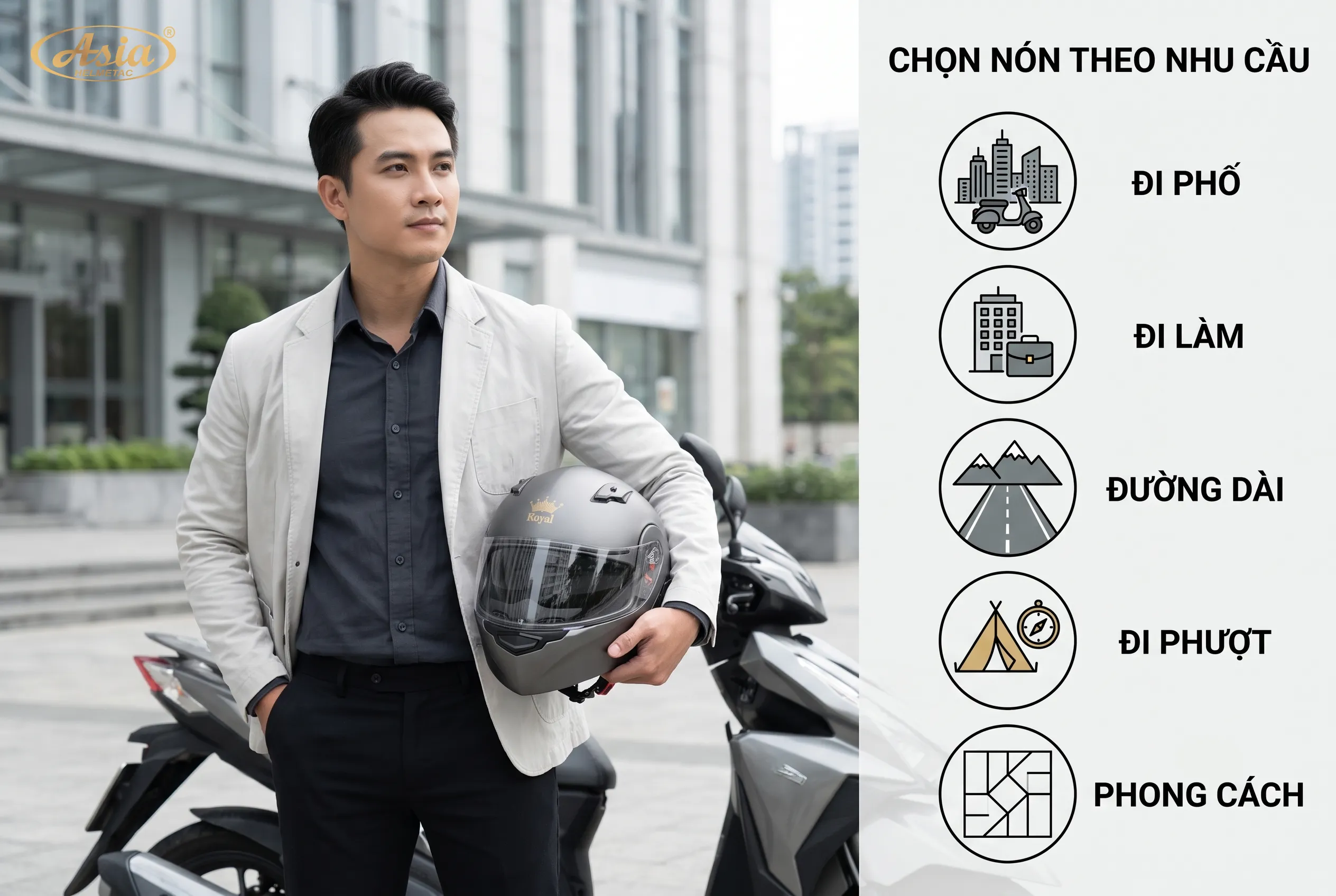 Nón bảo hiểm trùm đầu nam theo từng nhu cầu sử dụng