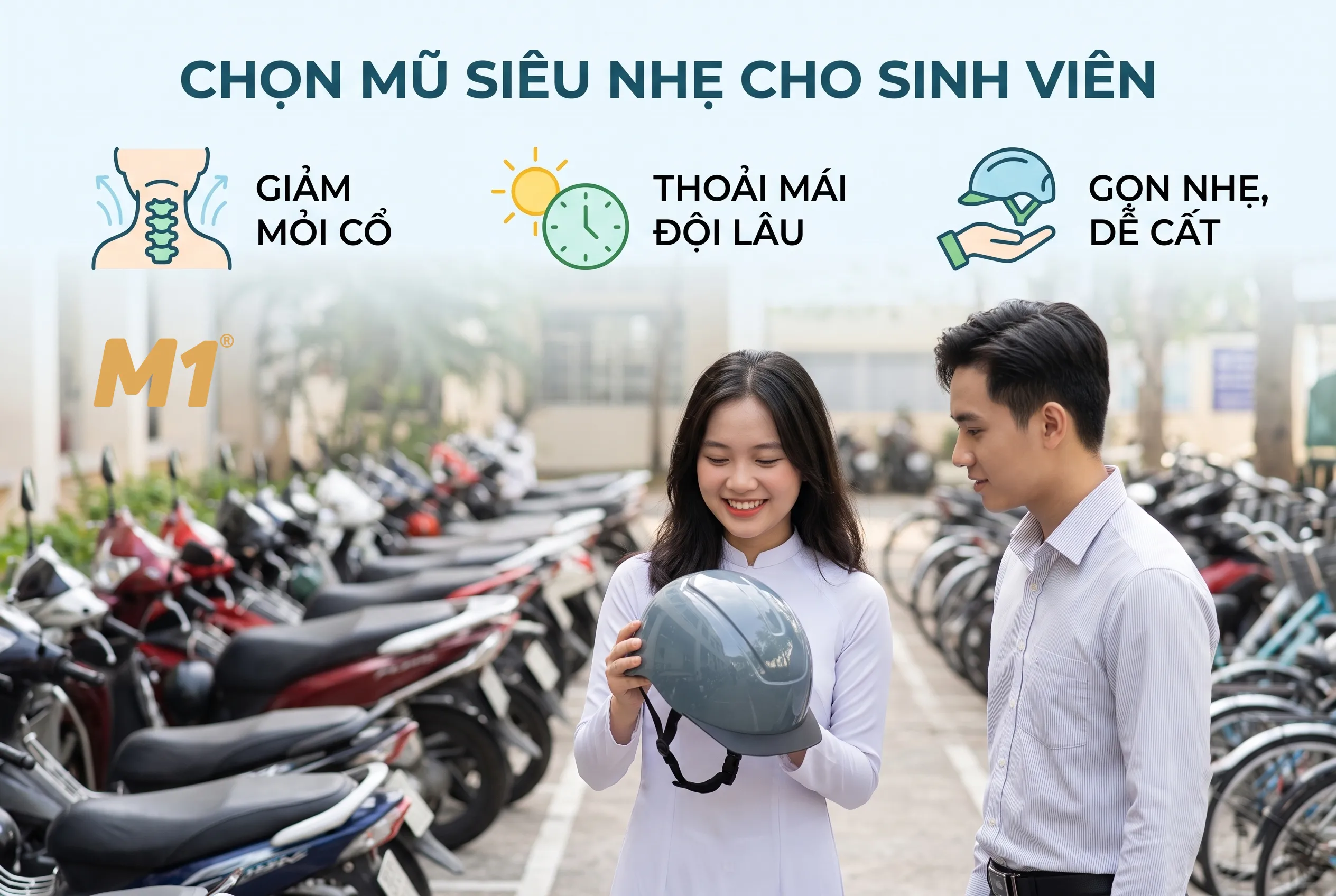 Vì sao học sinh, sinh viên nên chọn mũ bảo hiểm siêu nhẹ