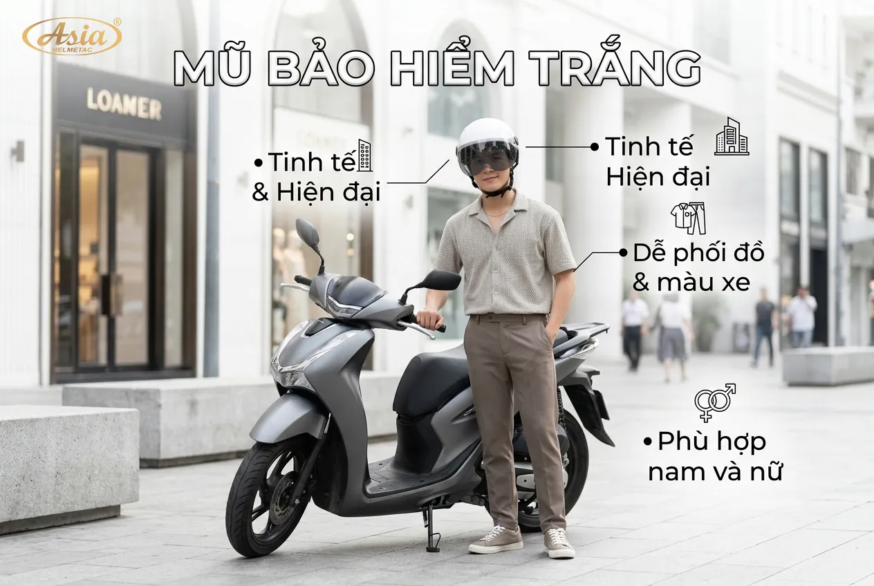 Vì sao mũ bảo hiểm màu trắng được nhiều người lựa chọn