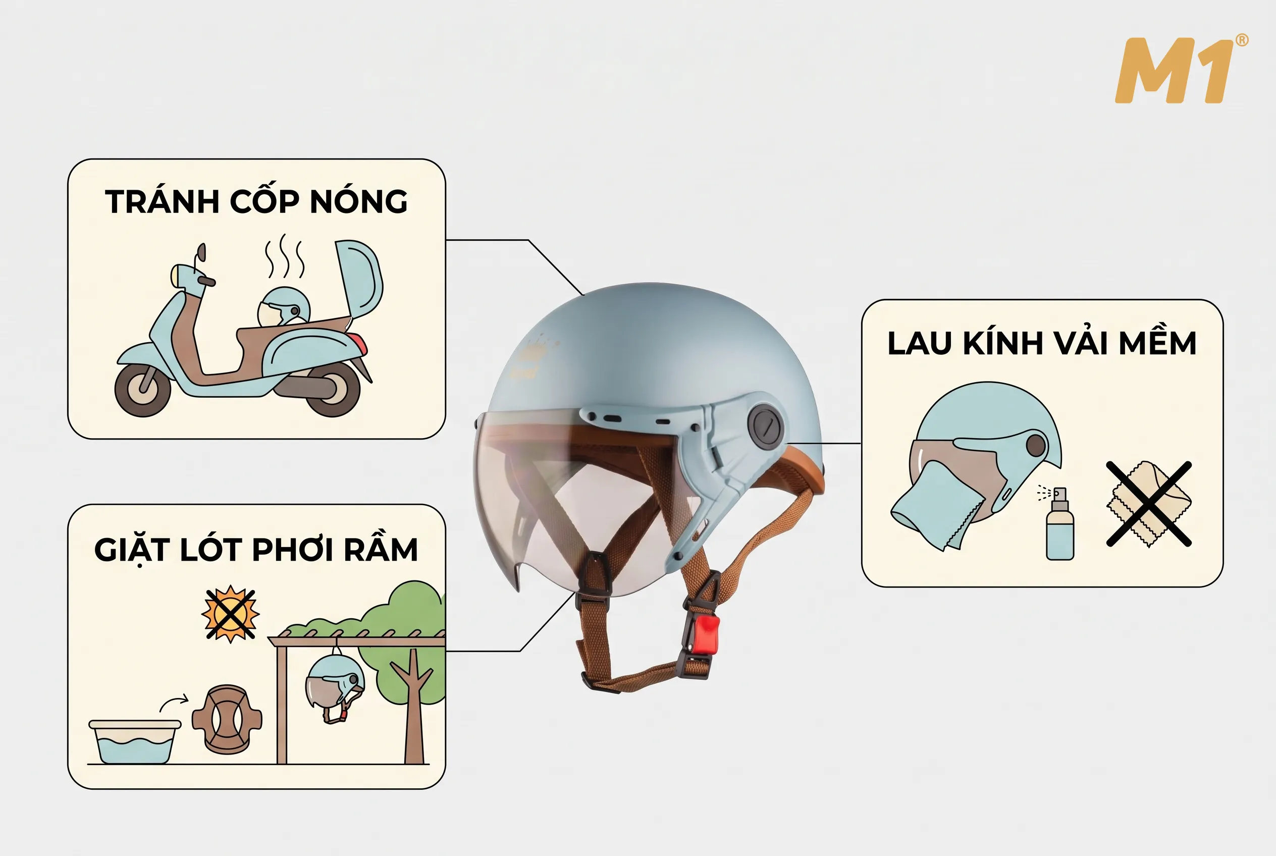 Hướng dẫn sử dụng và bảo quản mũ bảo hiểm đôi luôn mới tinh tươm