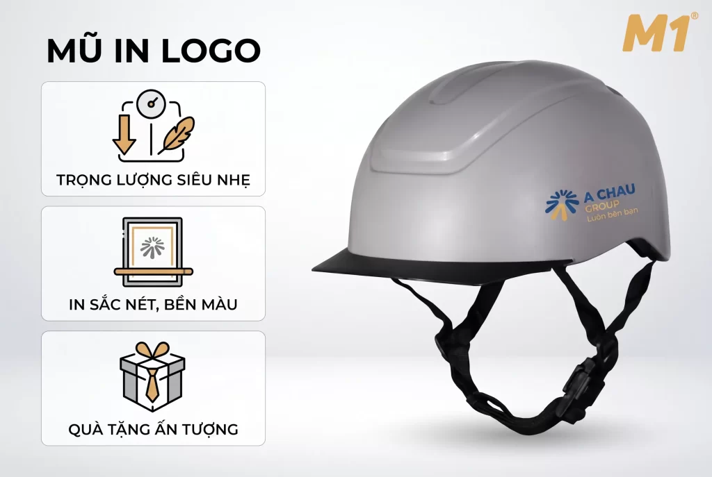 In logo mũ bảo hiểm siêu nhẹ làm quà tặng doanh nghiệp ấn tượng