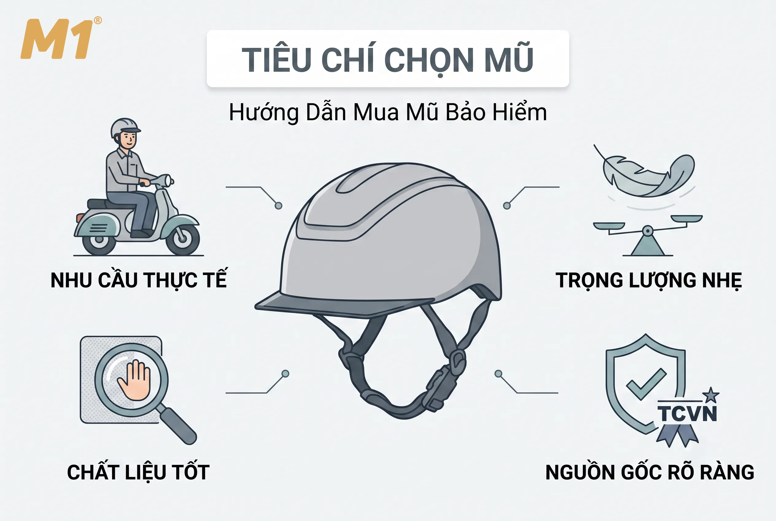 Những tiêu chí quan trọng khi mua mũ bảo hiểm