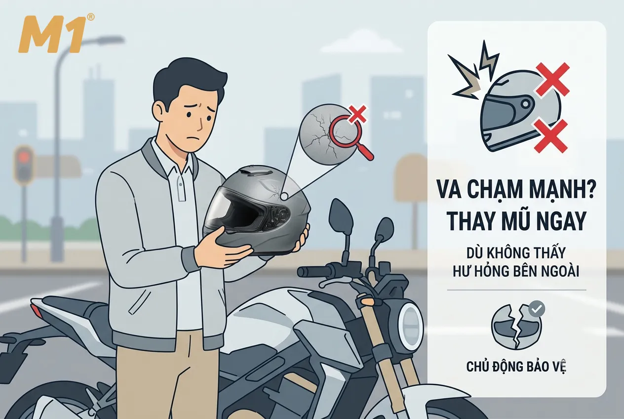 Sau khi mũ bị va chạm có cần thay ngay không