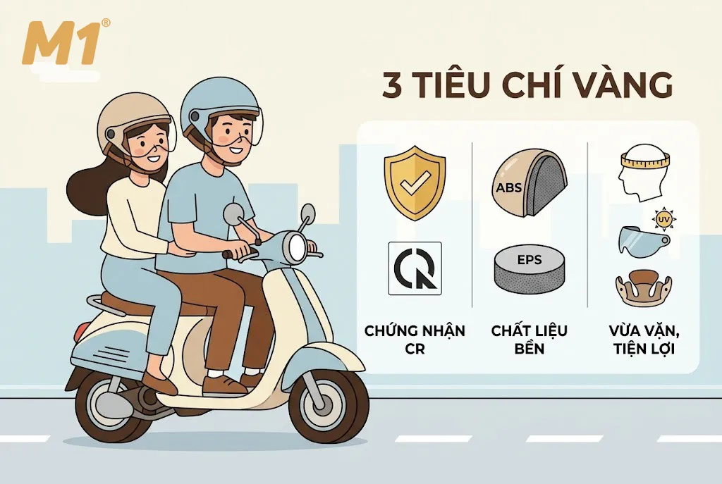 Tiêu chí vàng giúp cặp đôi chọn mũ bảo hiểm ưng ý và an toàn