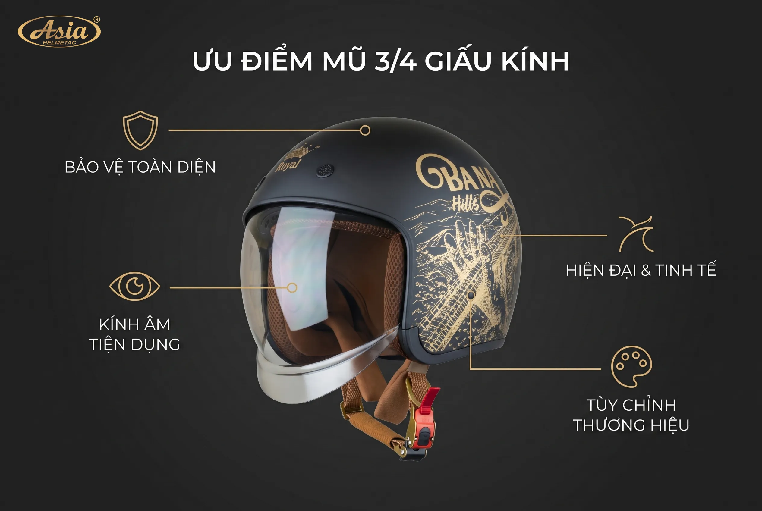 Vì sao mũ 3/4 giấu kính ngày càng được ưa chuộng