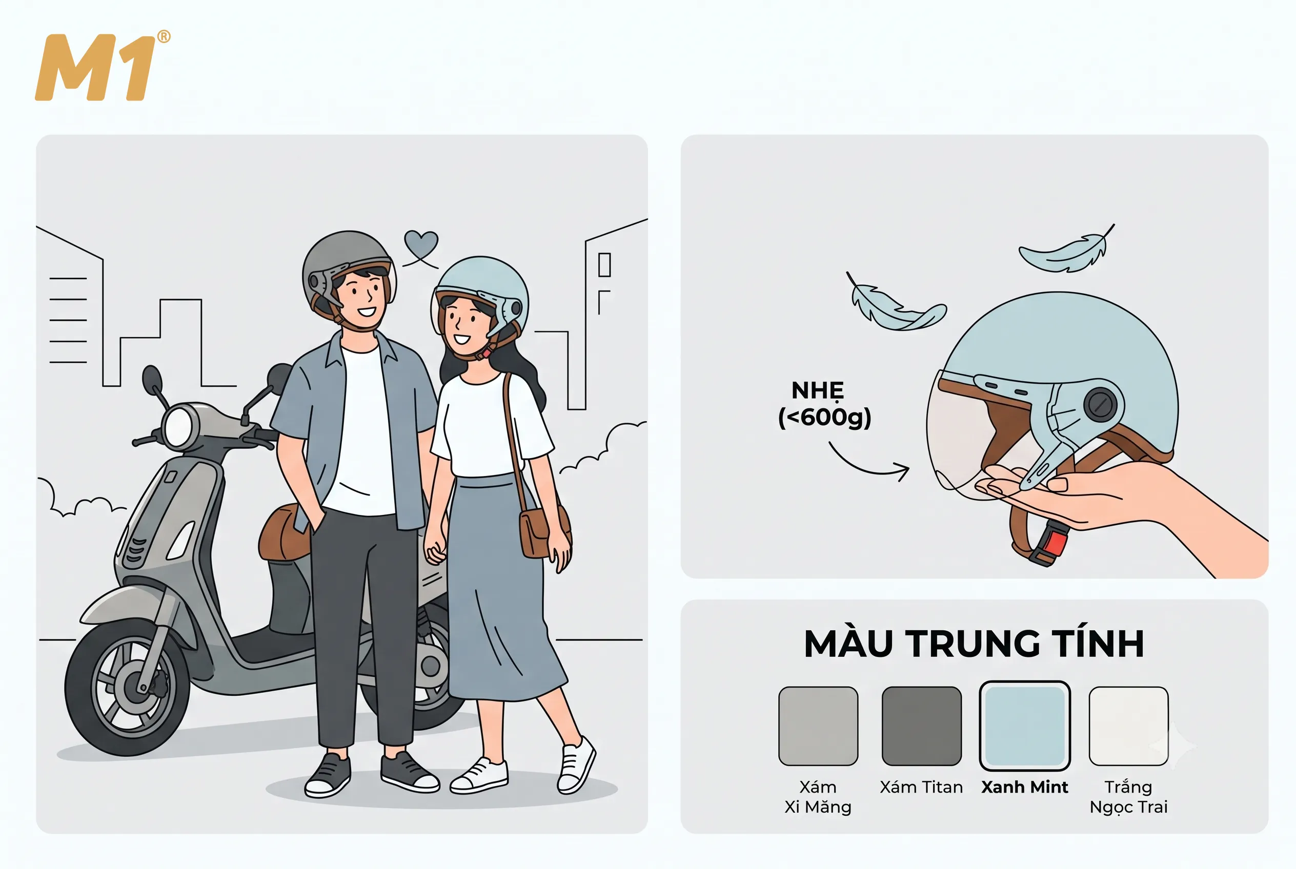 Xu hướng chọn mũ bảo hiểm đôi nhẹ đẹp của giới trẻ năm 2026