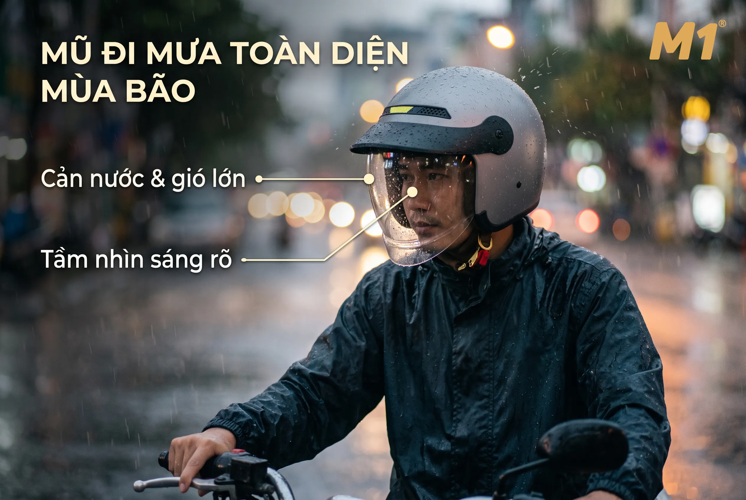 Mũ bảo hiểm đi mưa loại nào tốt bảo vệ toàn diện mùa bão