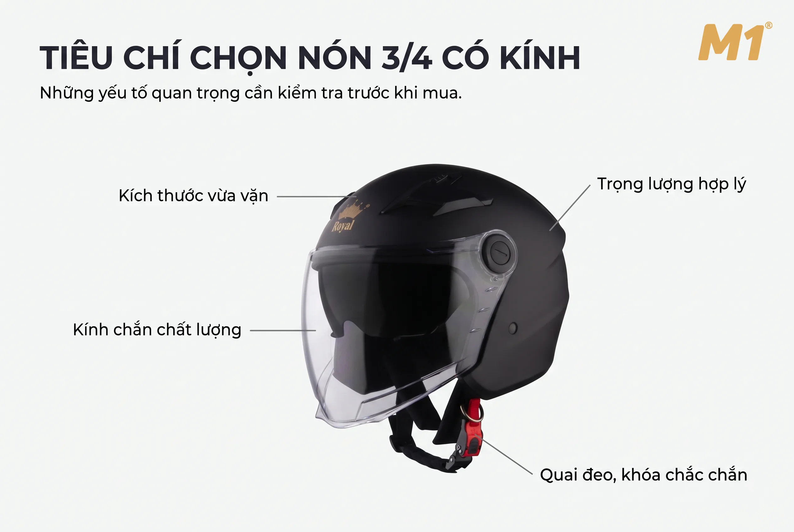 Những tiêu chí cần quan tâm khi chọn nón 3 4 có kính