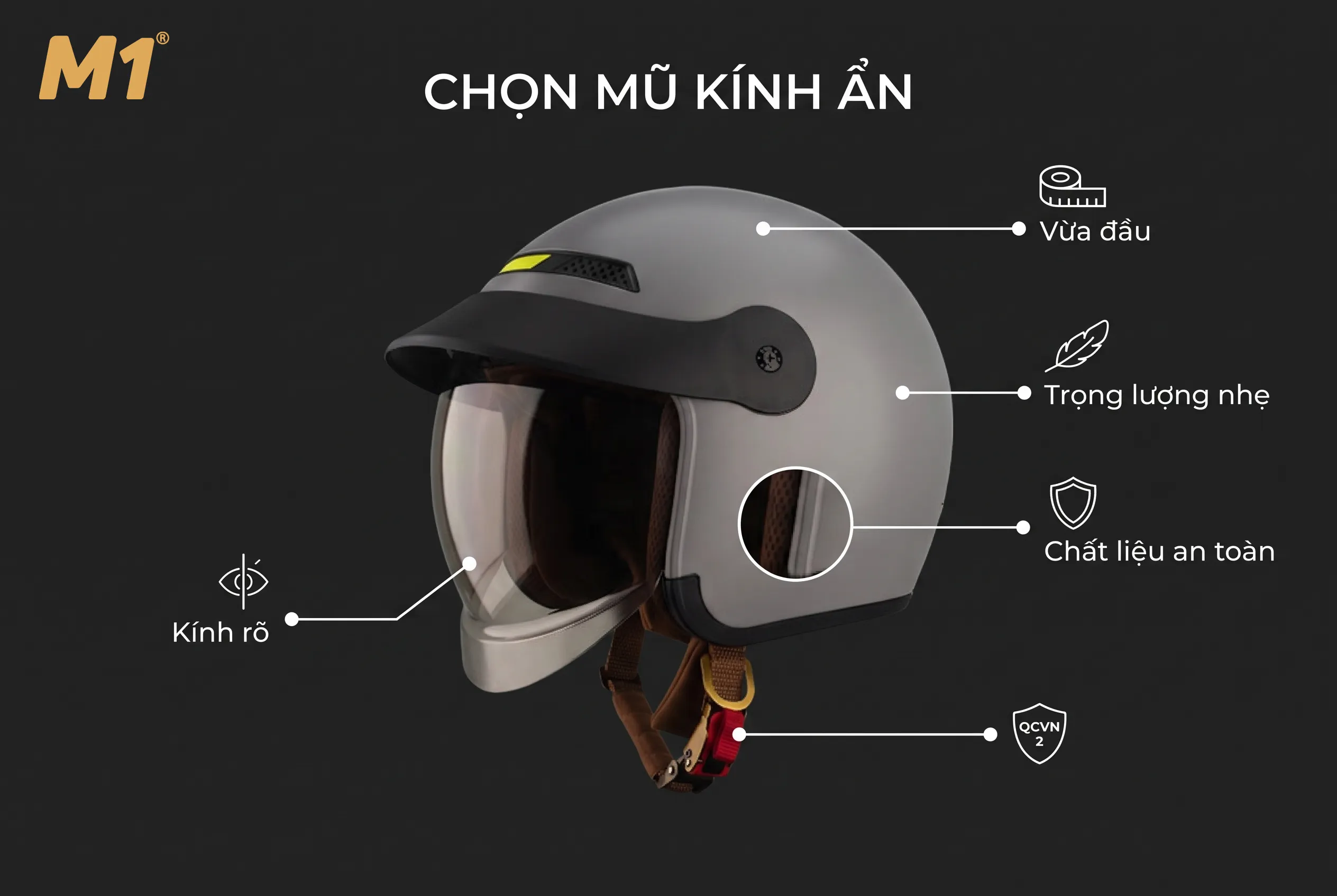 Những tiêu chí quan trọng khi chọn mũ bảo hiểm kính ẩn