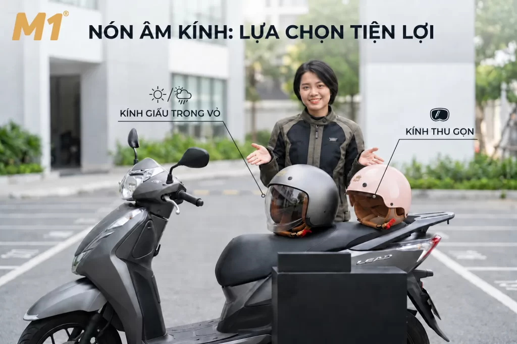 Nón bảo hiểm âm kính lựa chọn tiện lợi cho người đi xe máy