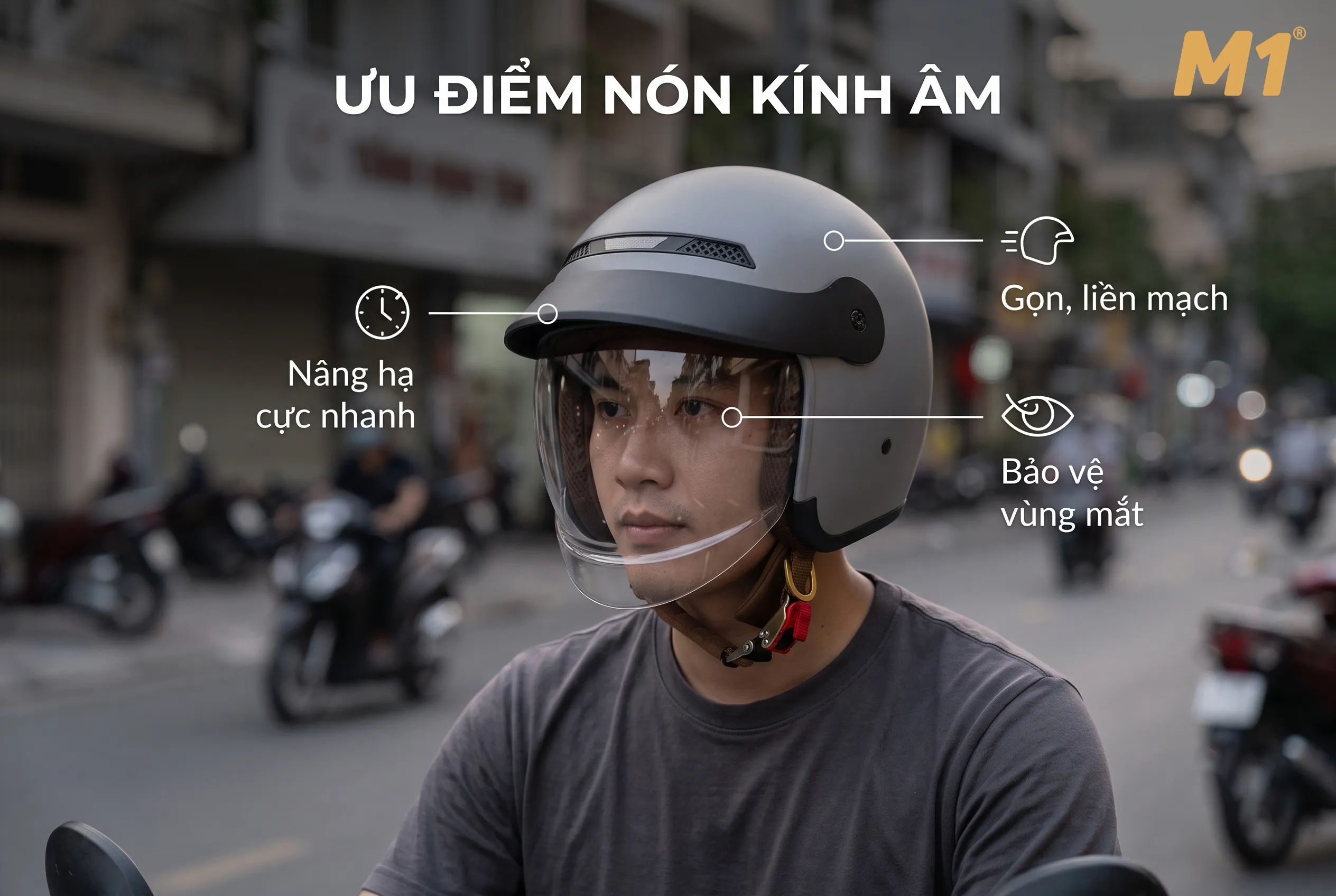 Ưu điểm của nón bảo hiểm kính âm khi sử dụng hàng ngày